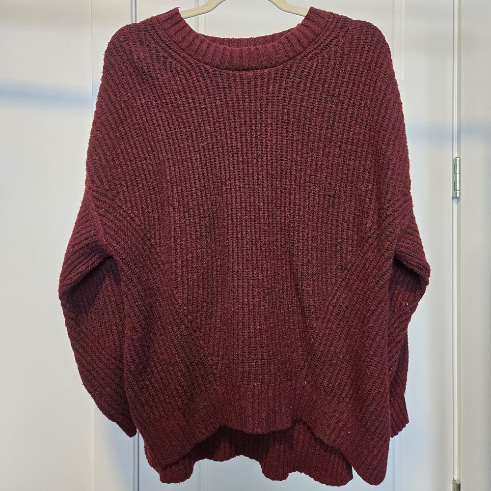 American Eagle Outfitters Deep Red Crew Neck Sweater